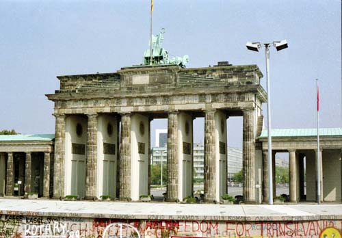 Brandenburg Gate over the Berlin wall, September 1989 