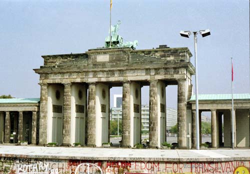 Brandenburg Gate over the Berlin wall, September 1989 
